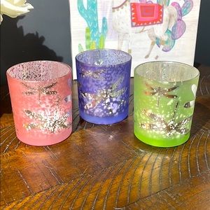 Set of 3 Yankee Dragonfly Candle Votive Holders
